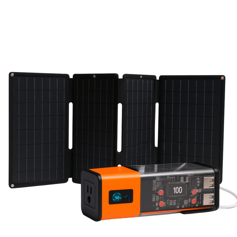 100W PORTABLE POWER STATION + PORTABLE SOLAR PANEL